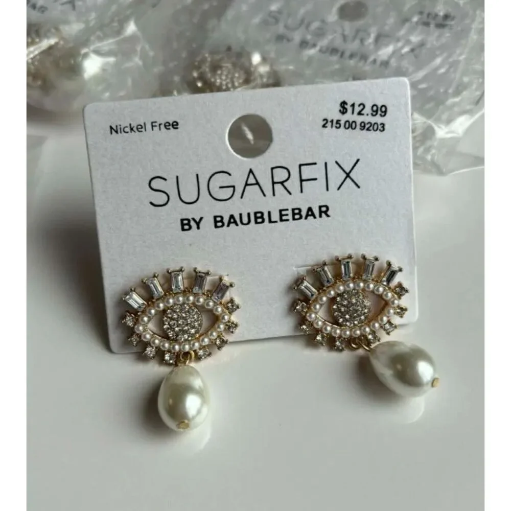 Baublebar Sugarfix Evil Eye Tear Drop Faux Pearl Drop Earrings Lot of 32